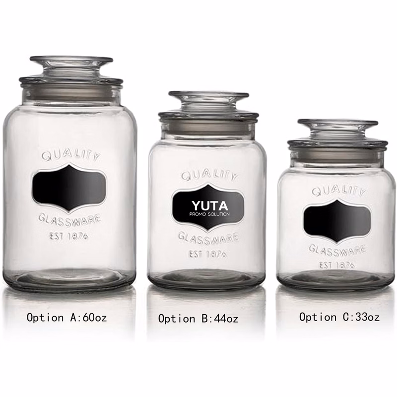 33/44/60oz Airtight Glass Storage Jar w/ Lid