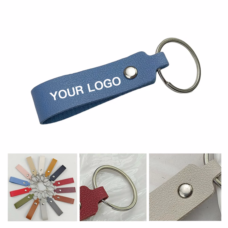 Striped Leather Keychain for Office and Travel