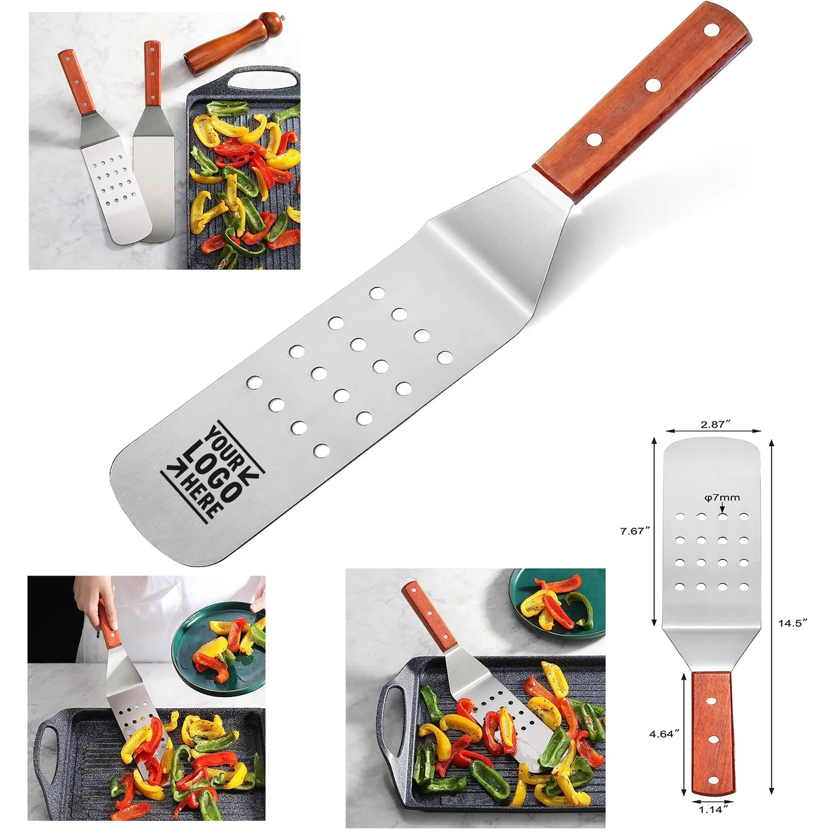 14.5 Inch Wood Handle Flexible Grill TurnerSpatula 1