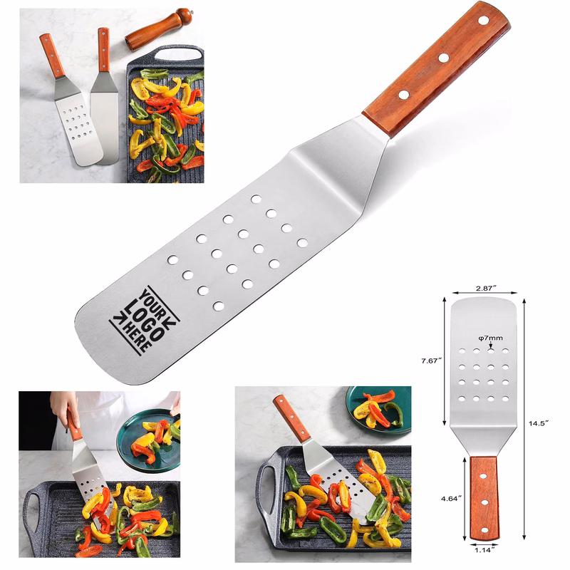 14.5 Inch Wood Handle Flexible Grill TurnerSpatula