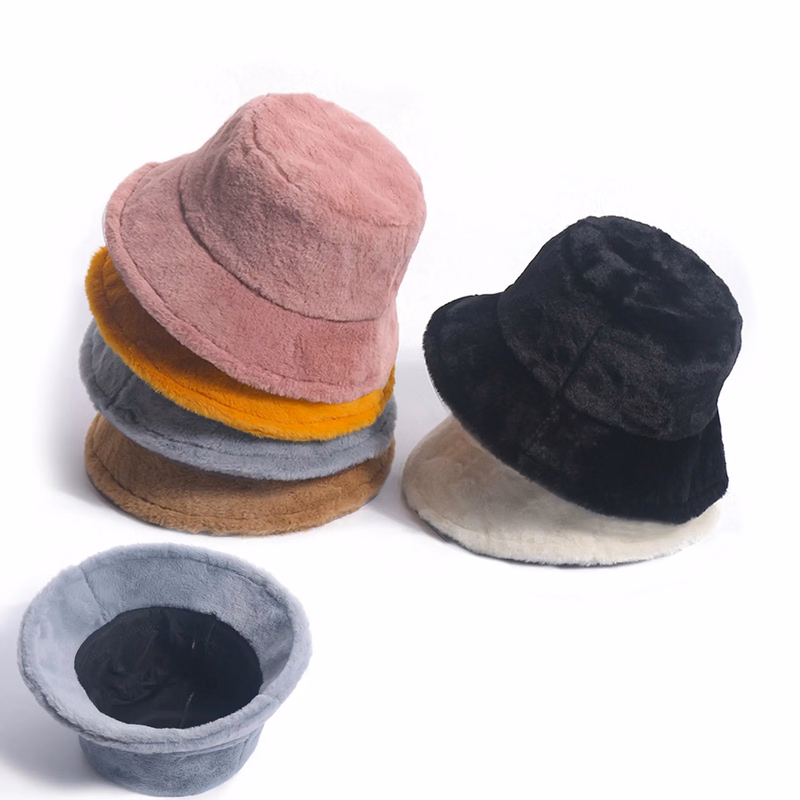 Faux Fur Bucket Hat Winter Warmer Fisherman Cap