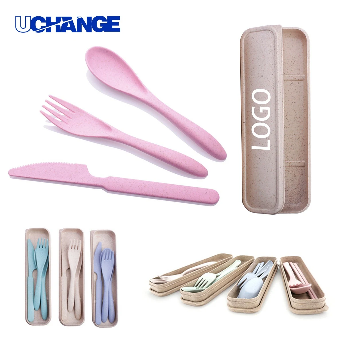 Wheat Straw Cutlery Storage Box for Food Service and Travel Use 1