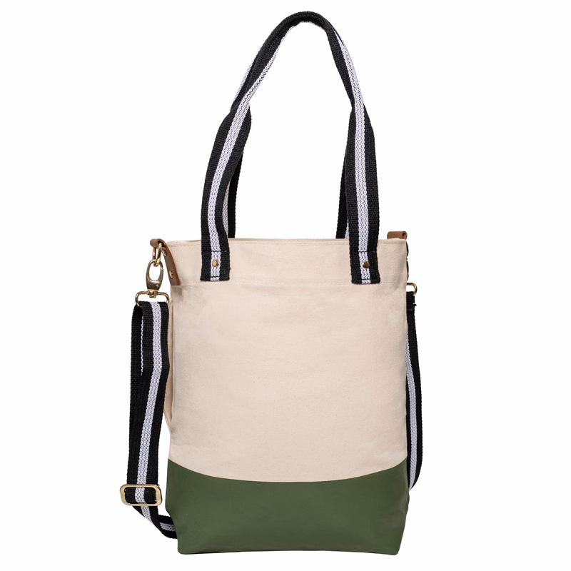 18 Oz. Heavyweight Dipped Tote with Black/White Strap