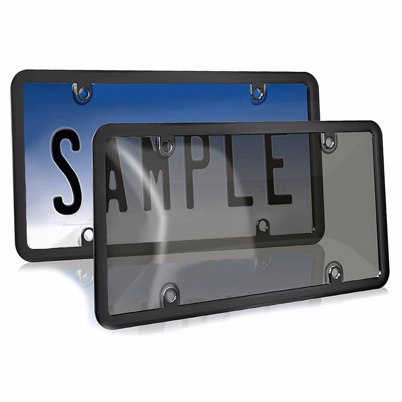Unbreakable License Plate Tinted Covers Shields w/Frame