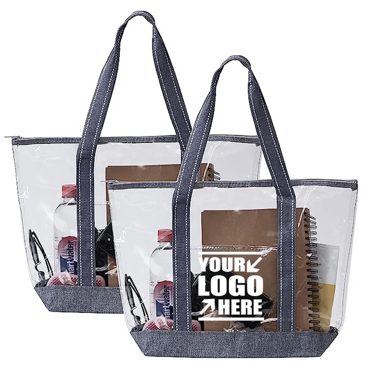 Custom Waterproof PVC Clear Beach Travel Zipper Tote Bag 1