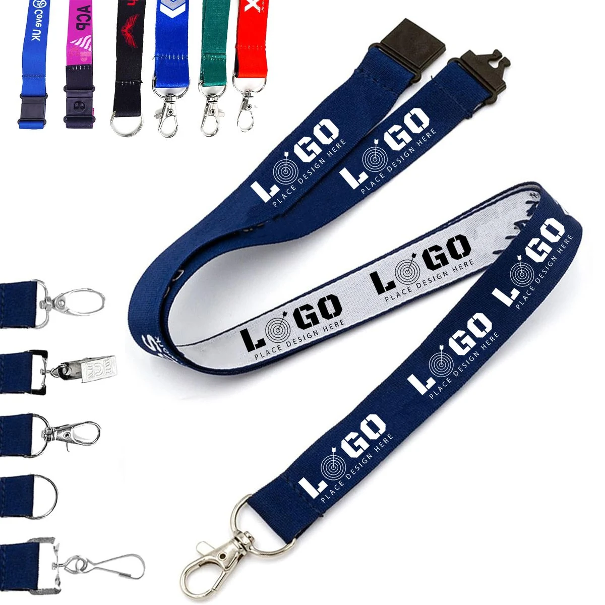 Custom 3/5" Polyester Lanyard With Hook Full Color 1