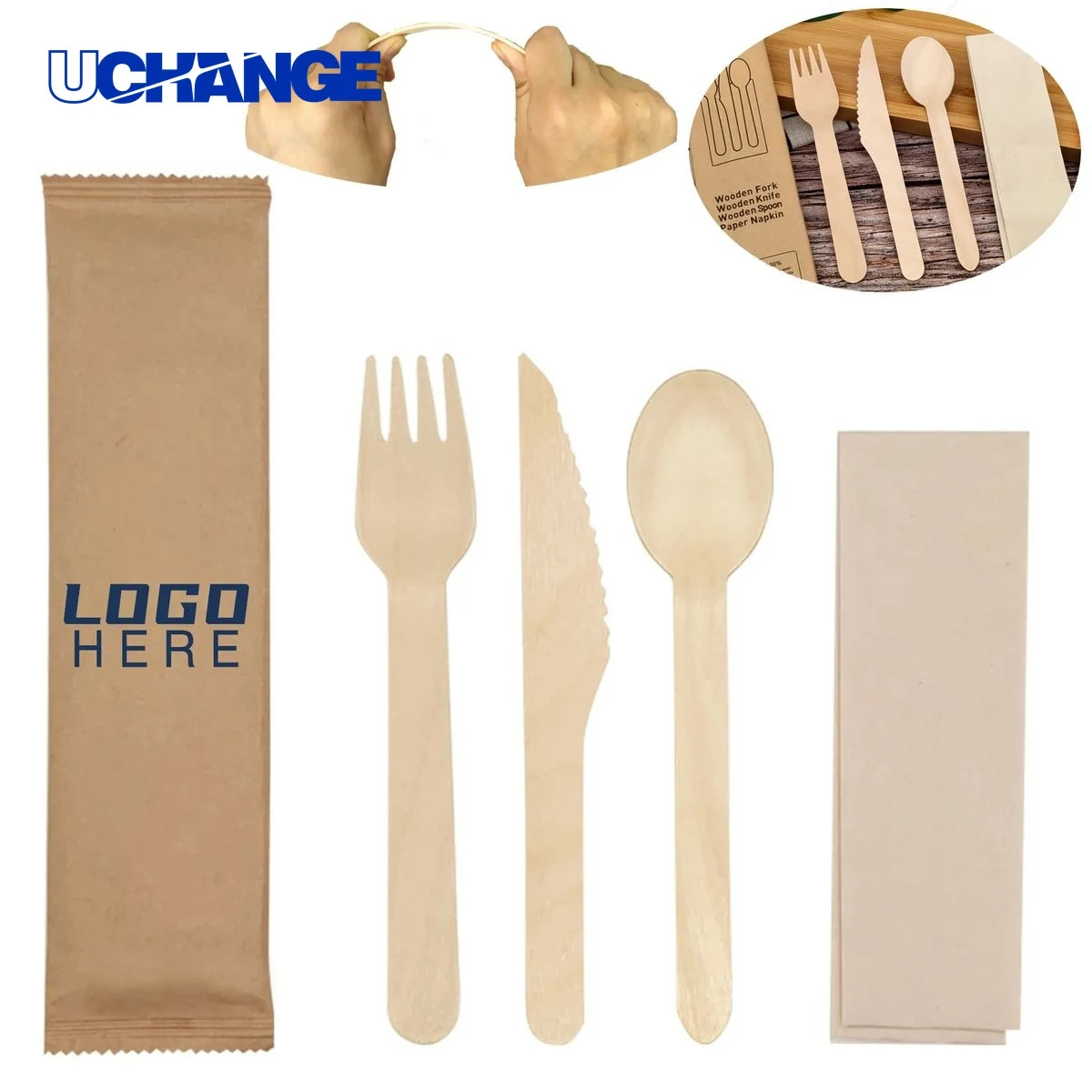 Eco-Friendly Biodegradable Wooden Cutlery Set for Dining 1