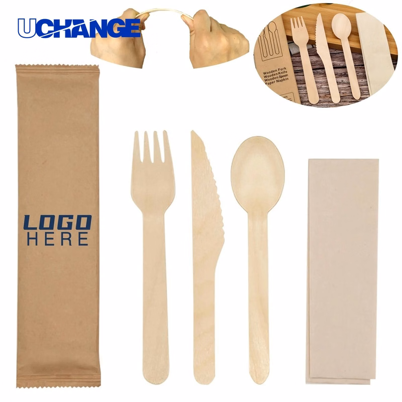 Eco-Friendly Biodegradable Wooden Cutlery Set for Dining