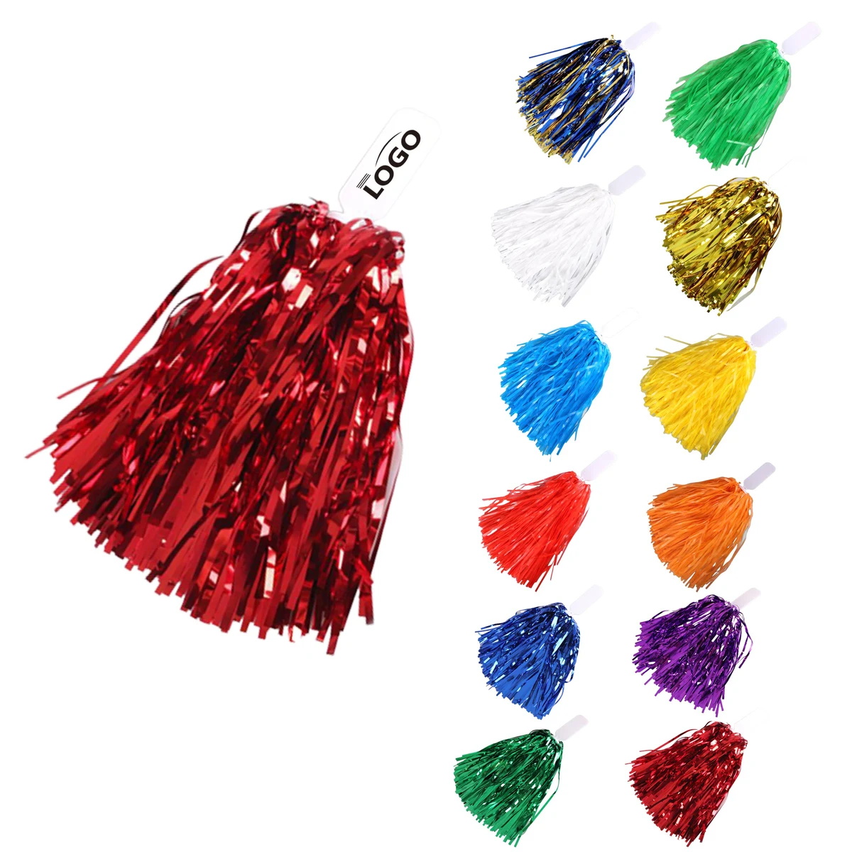 Solid Color Cheerleading Poms Flat Handle 1