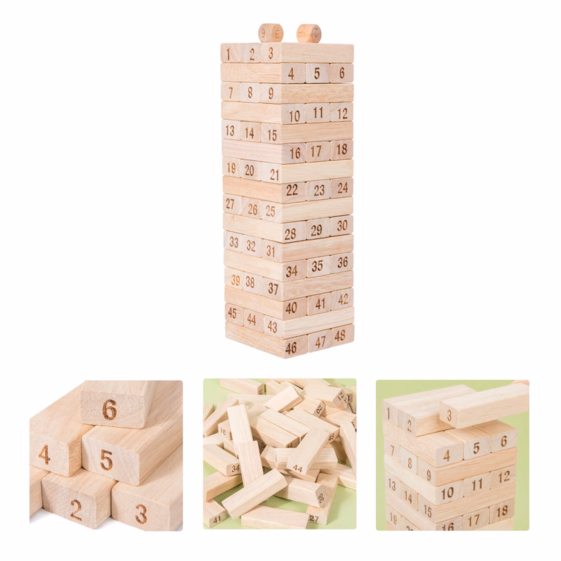 MOQ50 Wooden Stacking Tower Game for Kids