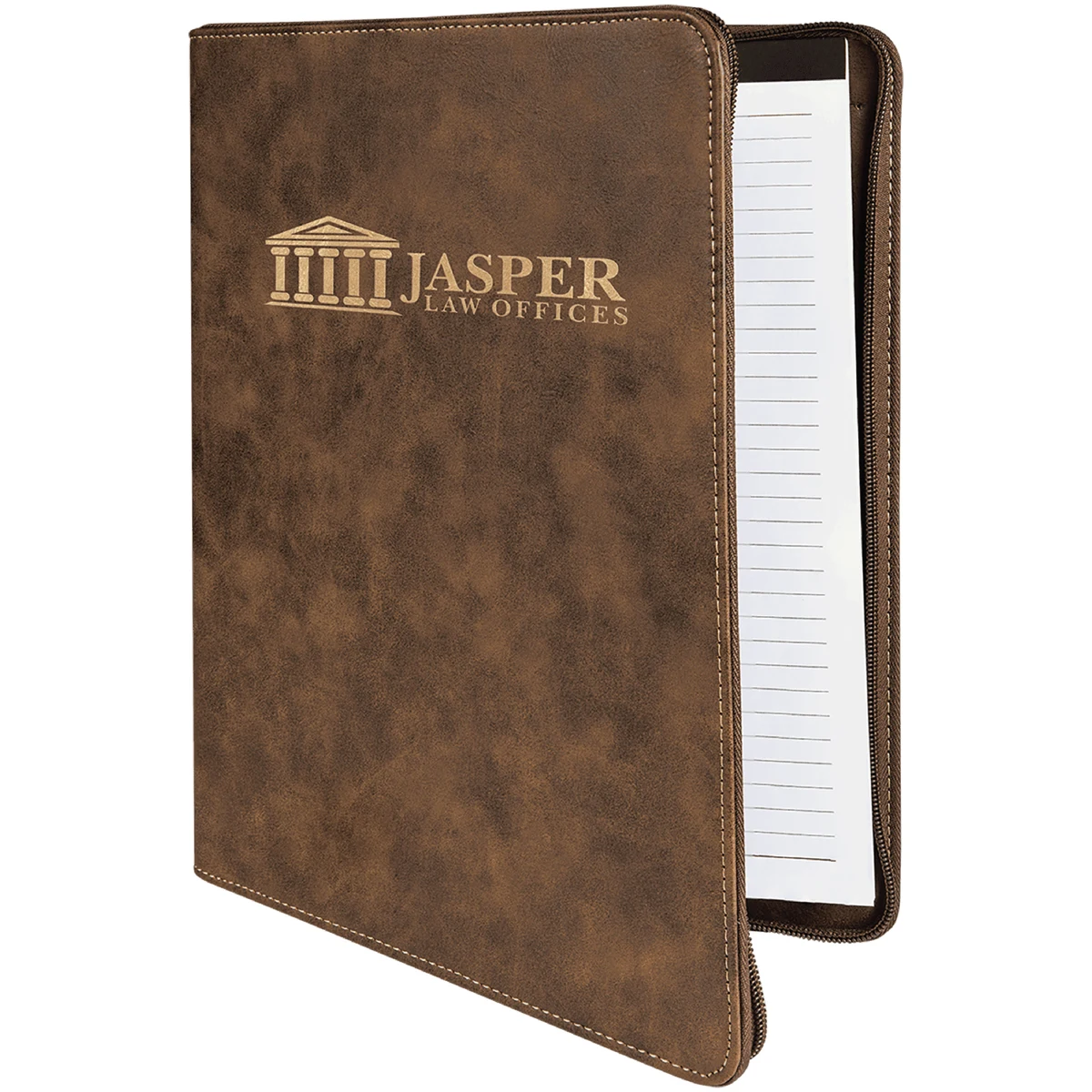 9" x 12" Leatherette Rustic/Gold Portfolio with Zipper 1