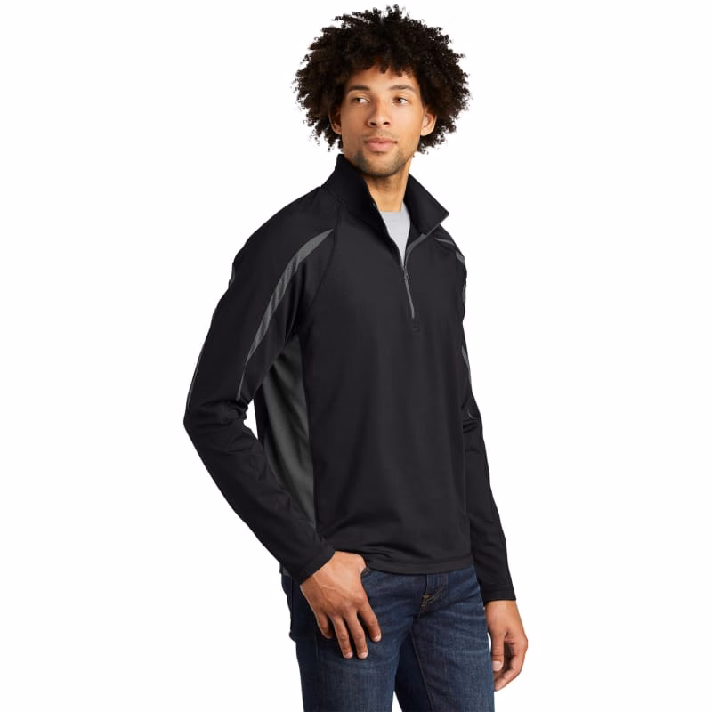 Sport-Tek Sport-Wick Stretch 1/2-Zip Colorblock Pullover.