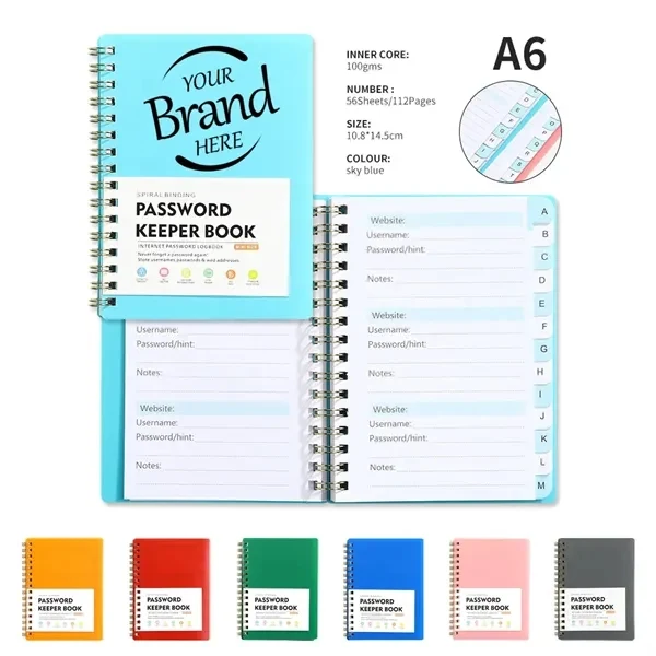 Custom A6 Password Journal Alphabetical Tabs Waterproof — Corporate Office Giveaway 1