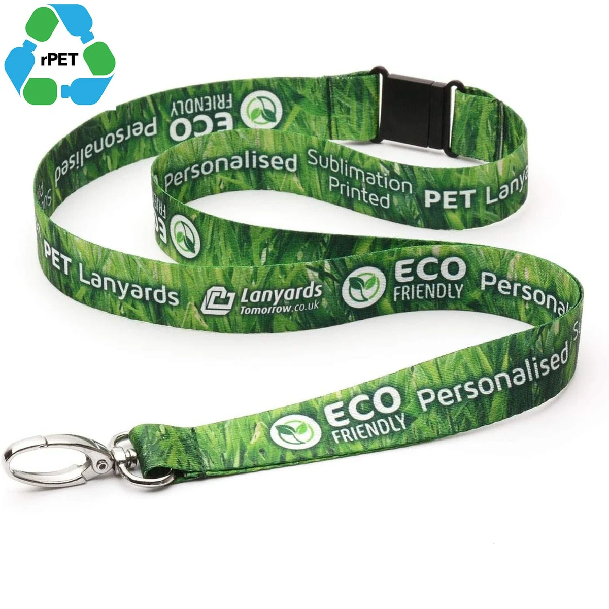 Custom Sublimation Recycled PET Lanyard w/ Safety Breakaway 1