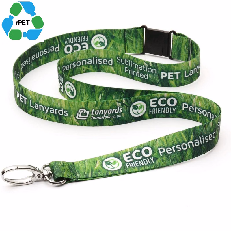 Custom Sublimation Recycled PET Lanyard w/ Safety Breakaway