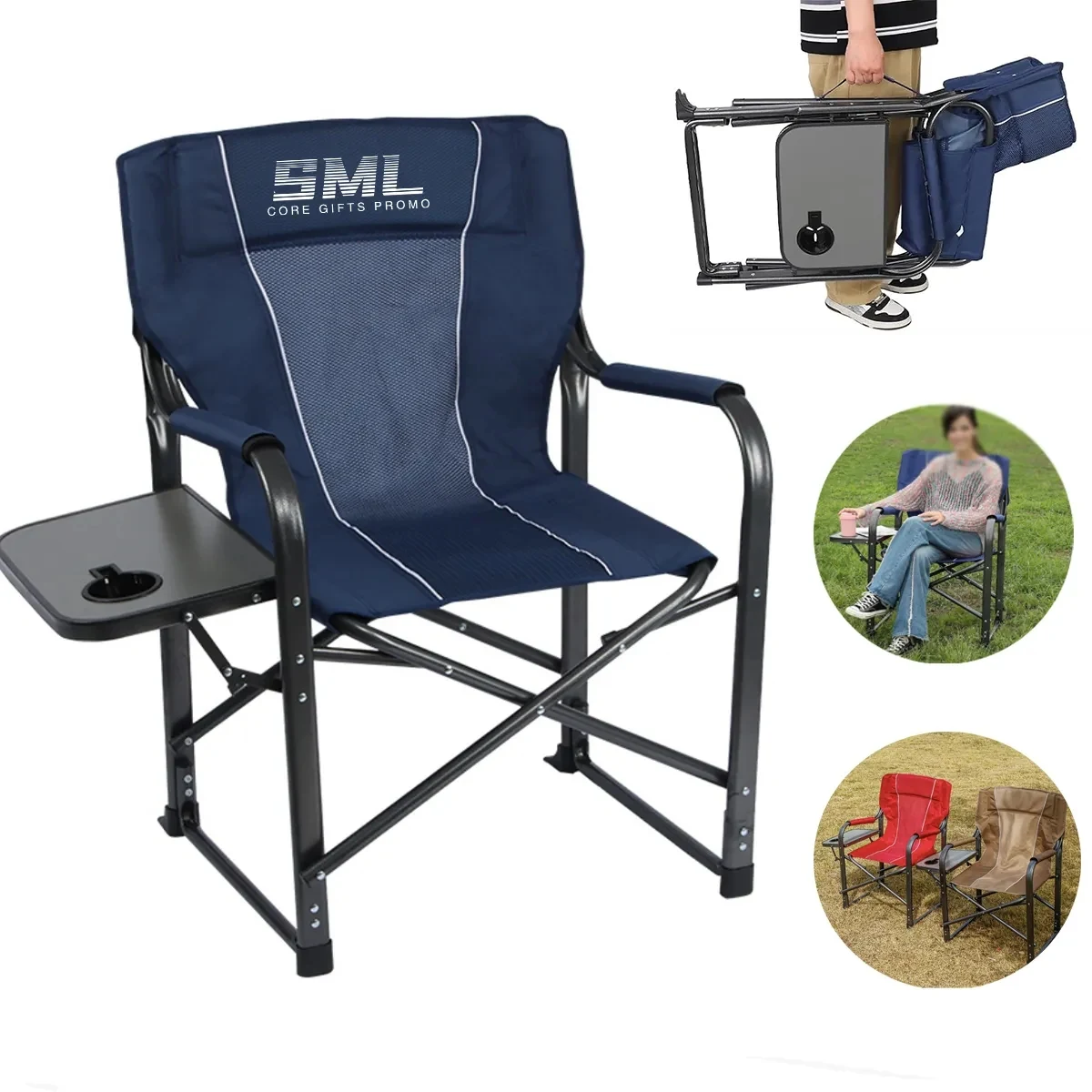 Portable Foldable Directors Chair with Side Table 1