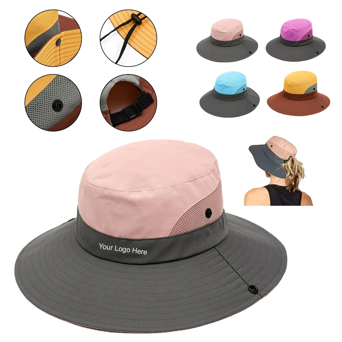 Womens Bucket Hat With Ponytail Hole 1