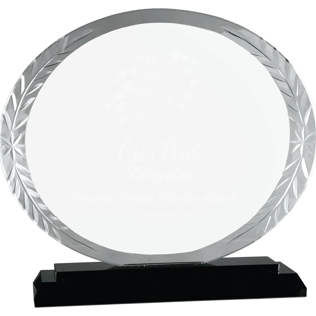7" Oval Accent Glass on Black Base 1