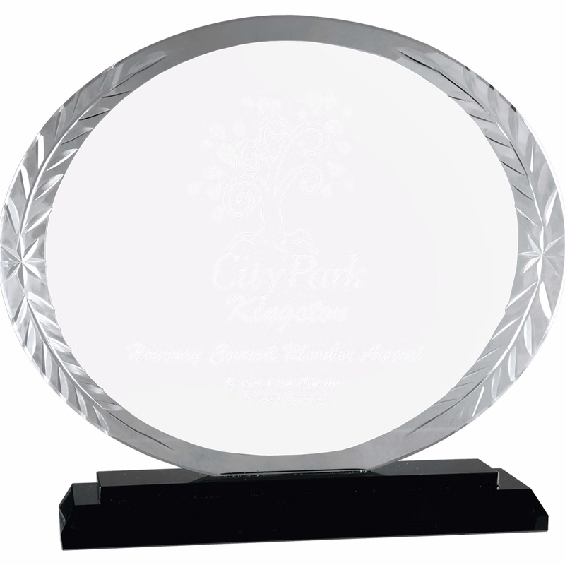 7" Oval Accent Glass on Black Base