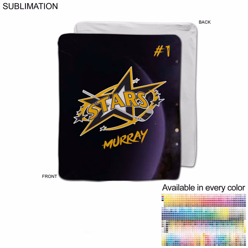 Team Blanket in Ultra Soft and Smooth Microfleece, 50x60, Couch size, Sublimated edge to edge 1 side