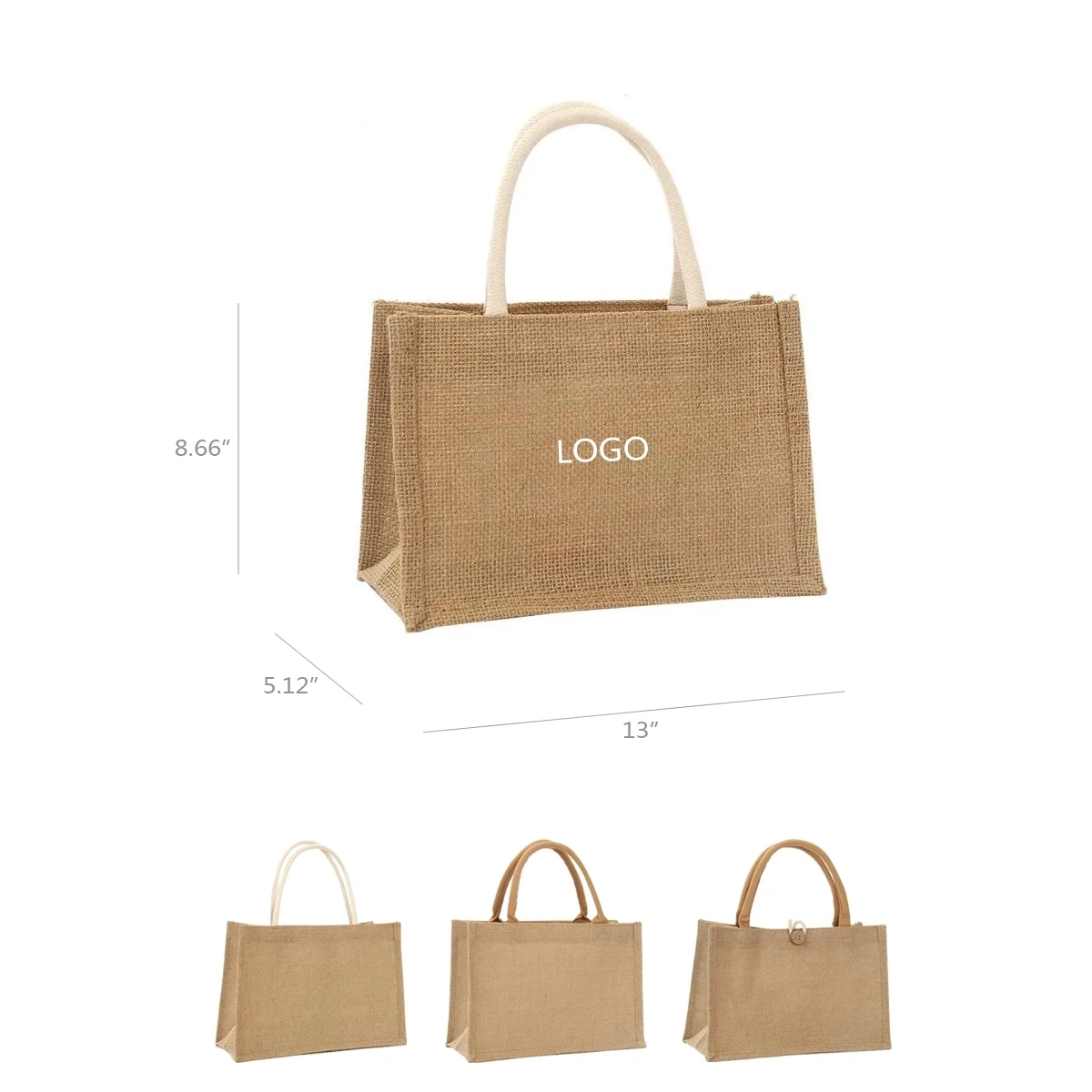 13" Large Natural Jute Tote Bag For Beach 1