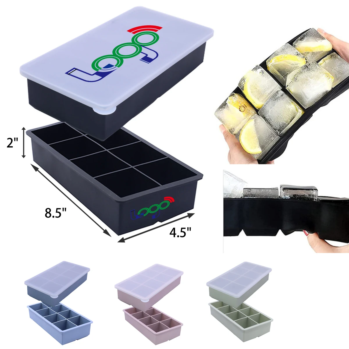 MOQ 50 PCS Flexible Silicone Square Shaped Ice Tray 1
