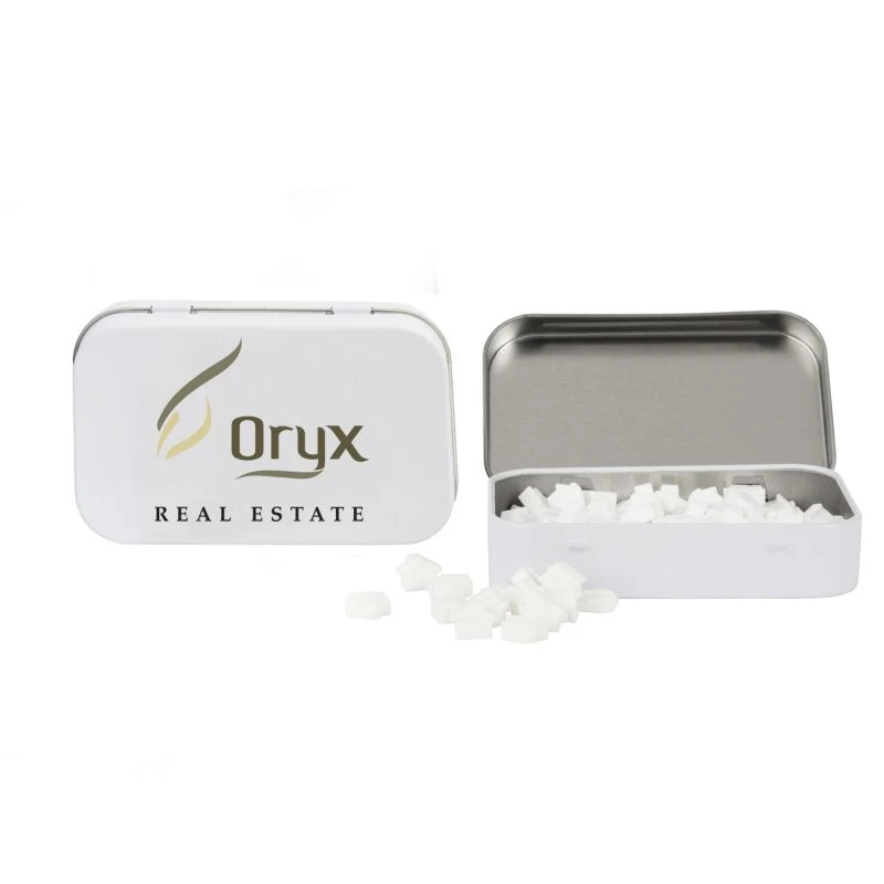 Rectangular Tin with House Shaped Mints 1