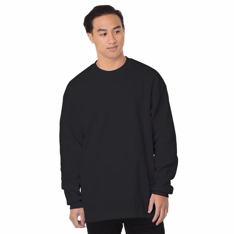 Made In USA 100% Pre-Shrunk Waffle Knit Thermal Long Sleeve