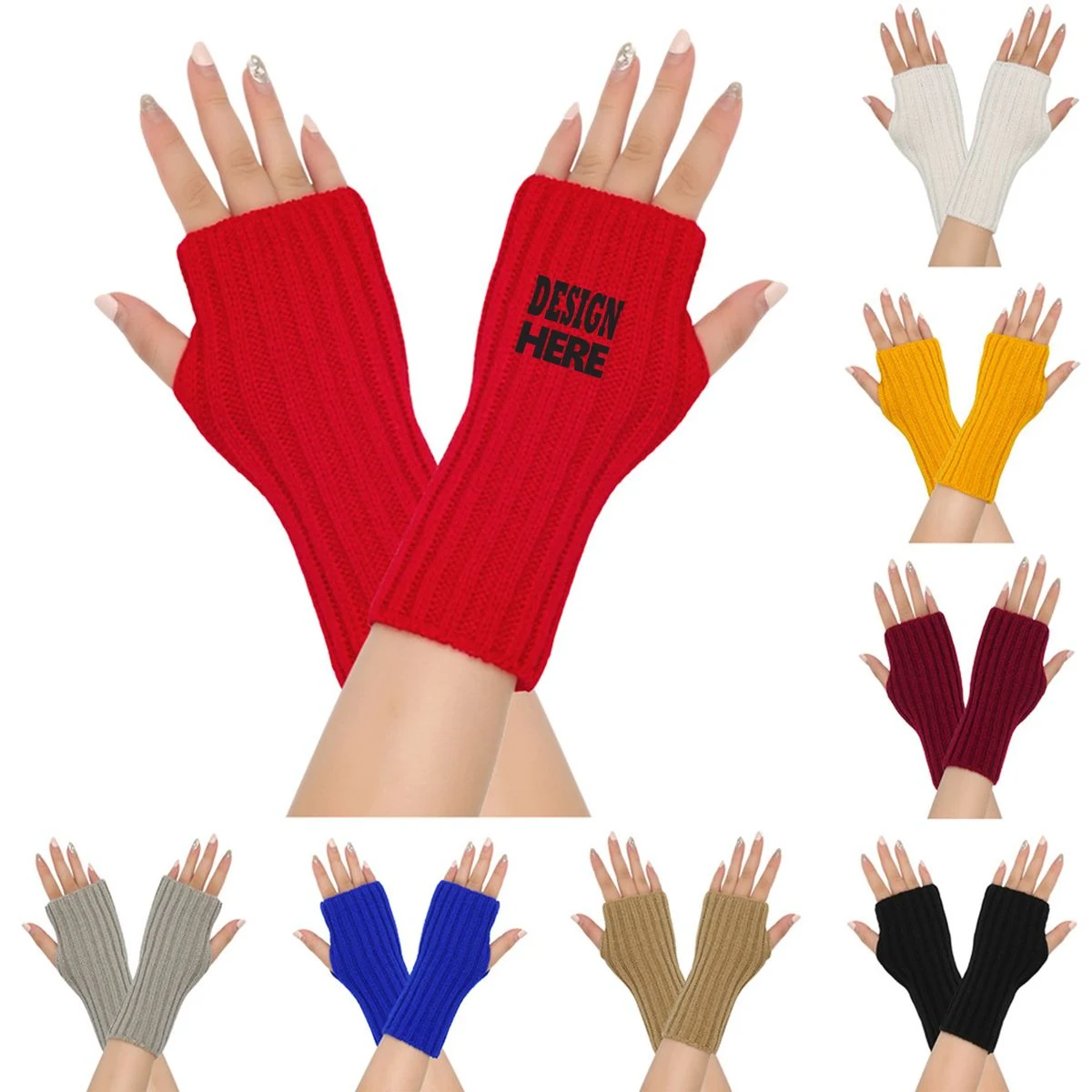 Acrylic Knit Fingerless Gloves 1