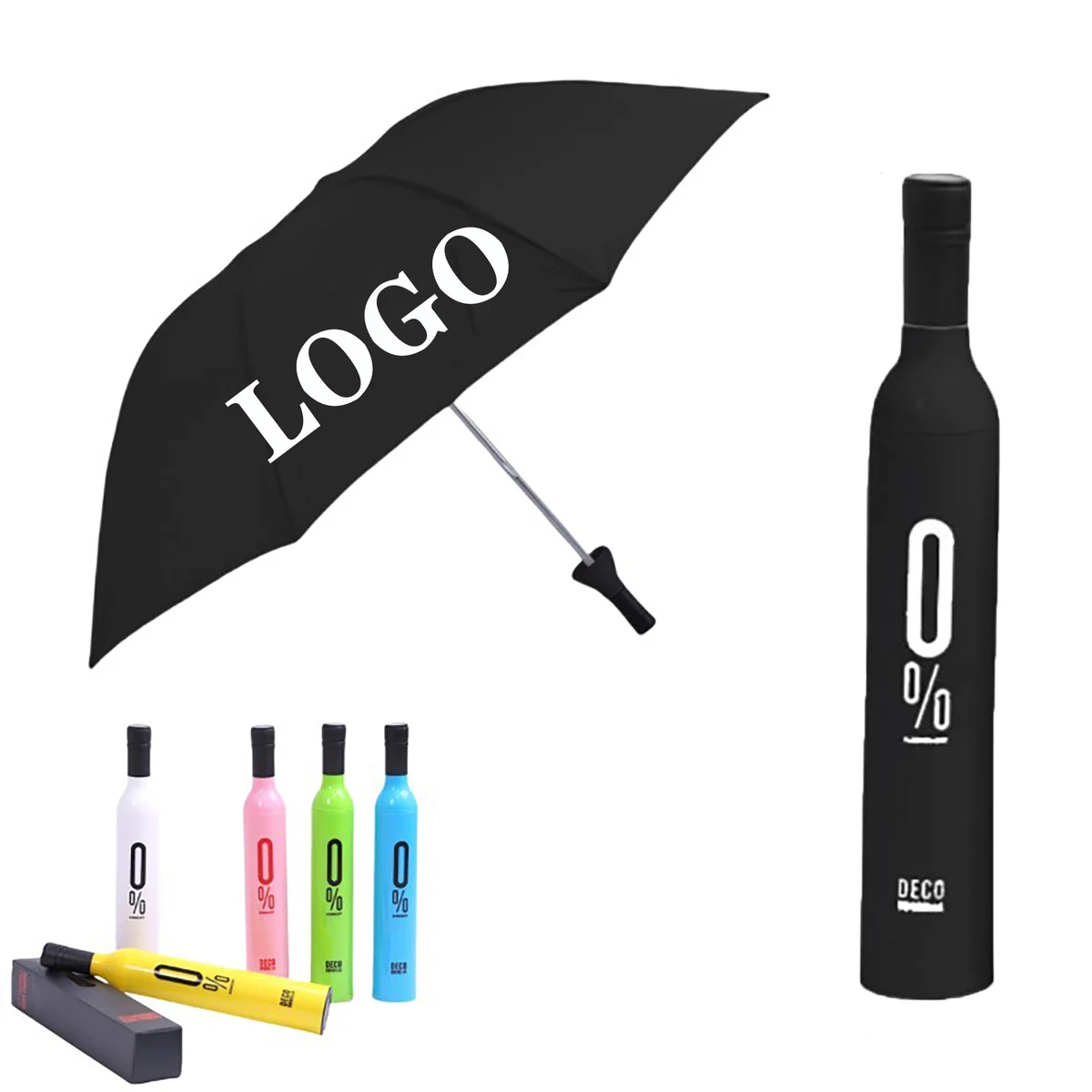 Portable Folding Custom Wine Bottle Umbrella MOQ 1pcs 1