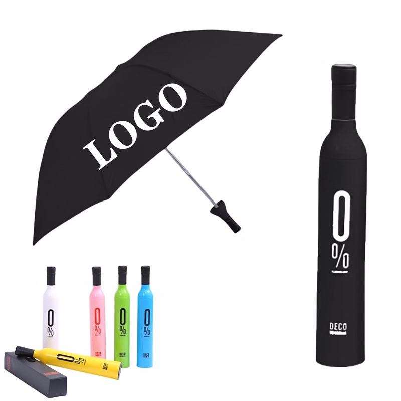 Portable Folding Custom Wine Bottle Umbrella MOQ 1pcs