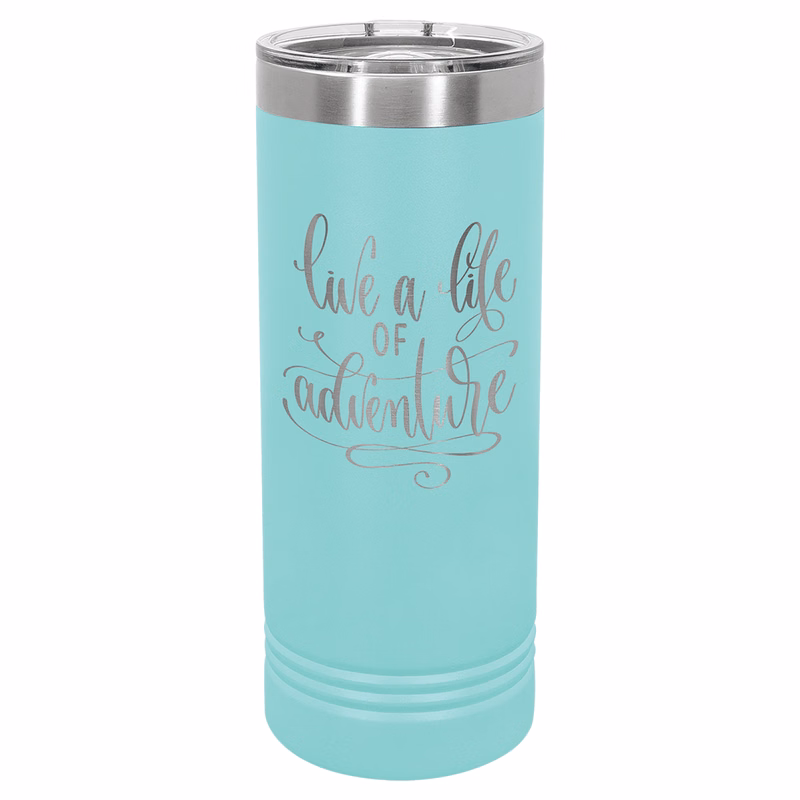 Polar Camel 22 oz. Teal Blue Skinny Tumbler with Slider Lid