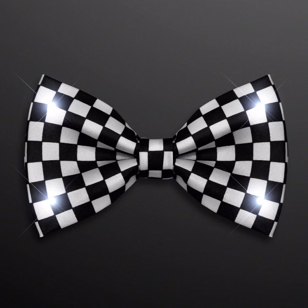 Black & White Light Up Checker Bow Tie