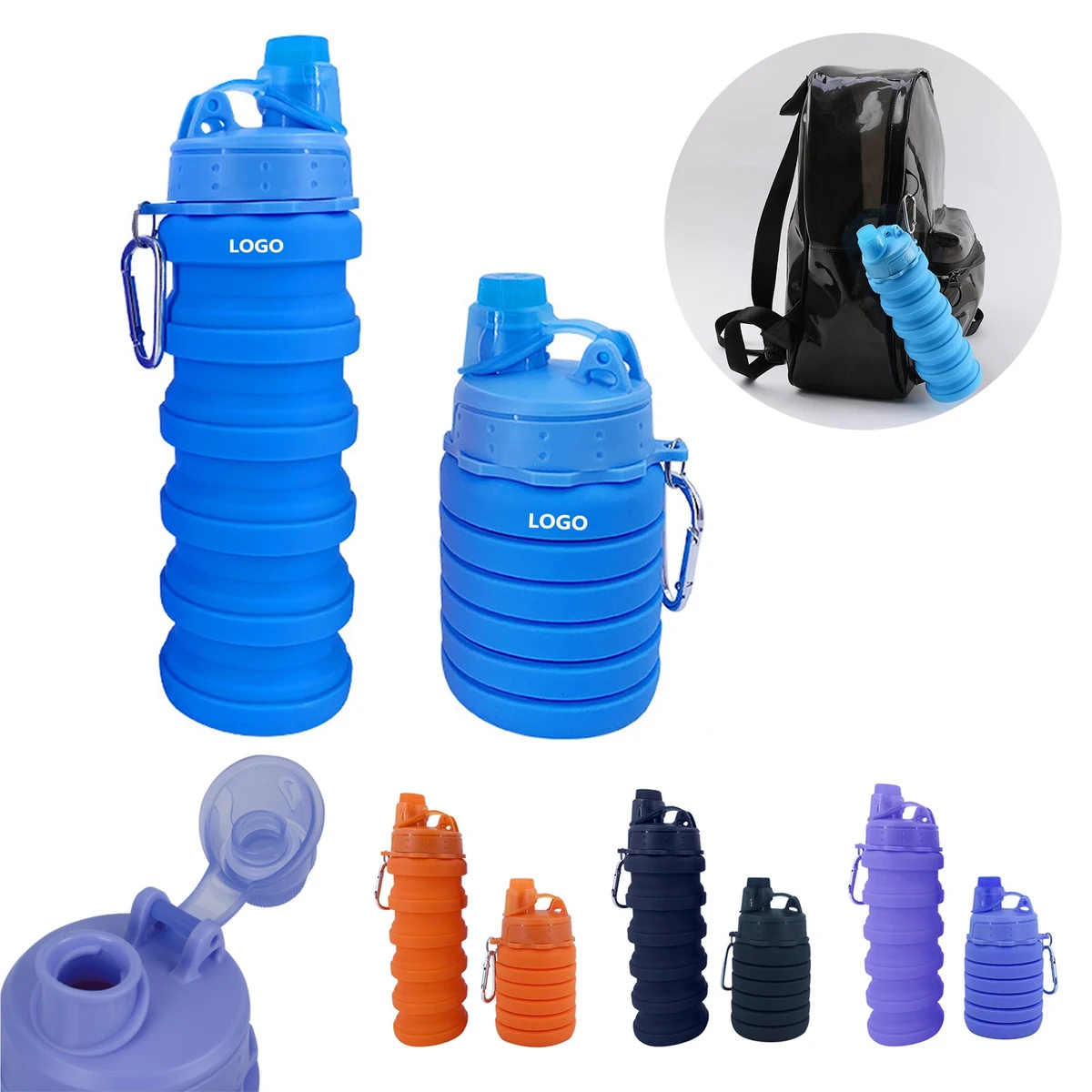 17Oz Portable Silicone Foldable Water Bottles 1