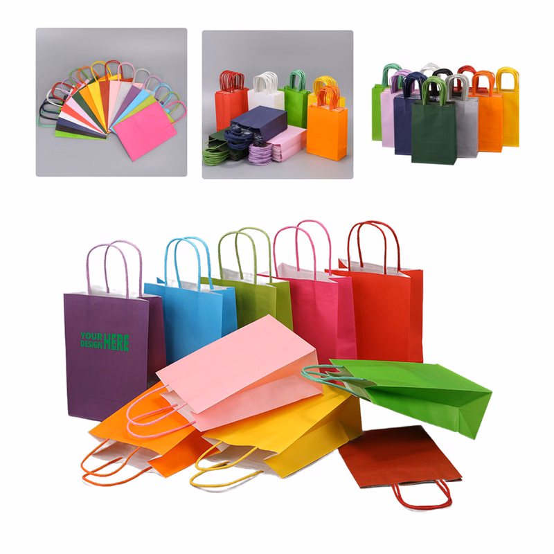 MOQ 50 Assorted Kraft Paper Bags Sturdy Shopping Gift Packaging