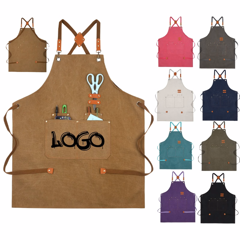 MOQ 10 Heavy Duty Canvas Work Apron Adjustable Utility