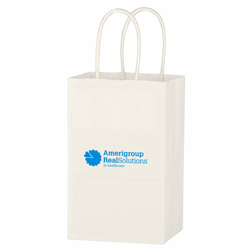 Kraft Paper White Shopping Bag - 5-1/4" x 8-1/4"