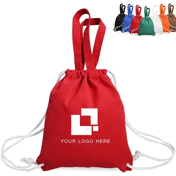 8oz. Recycled Cotton Drawstring Bag With Handle 1