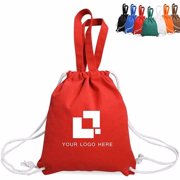 8oz. Recycled Cotton Drawstring Bag With Handle
