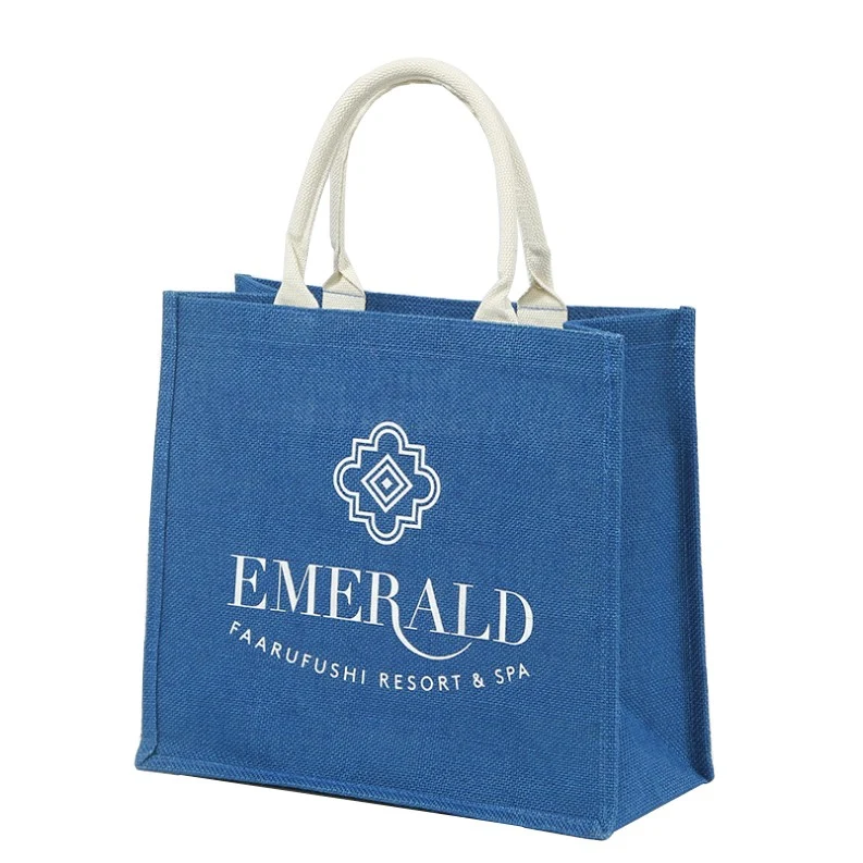 Custom Burlap Jute Beach Bag/Shopping Bag, custom tote bag with logo imprint 1