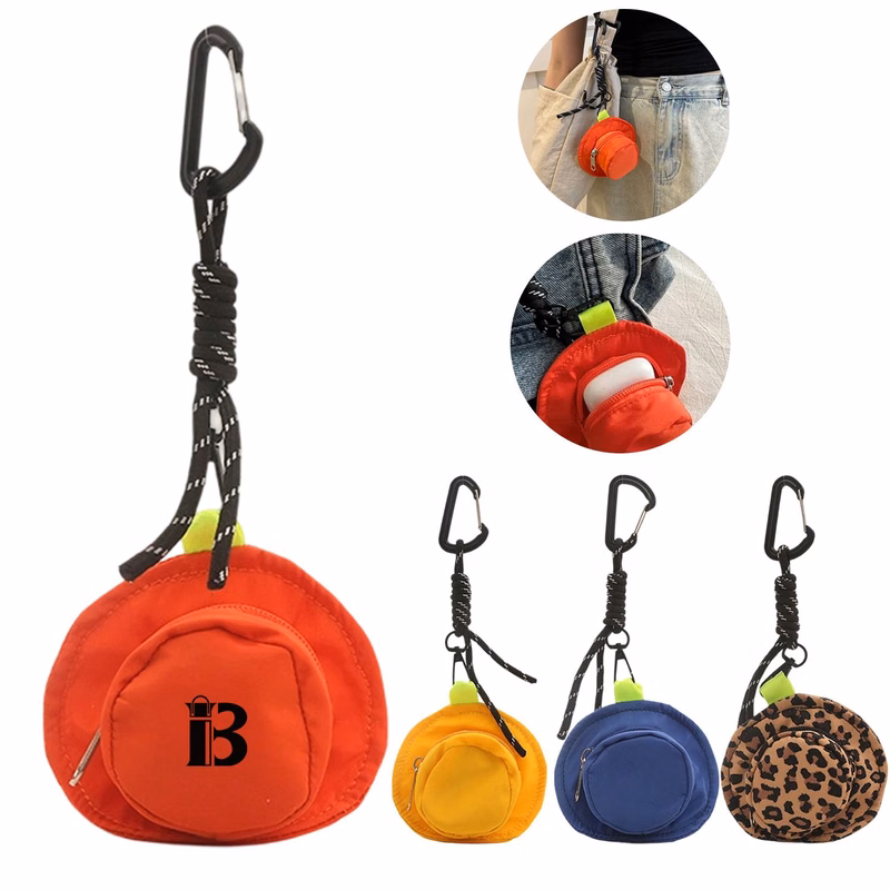 Oxford Cloth Hat Shaped Coin Purse w/ Carabiner