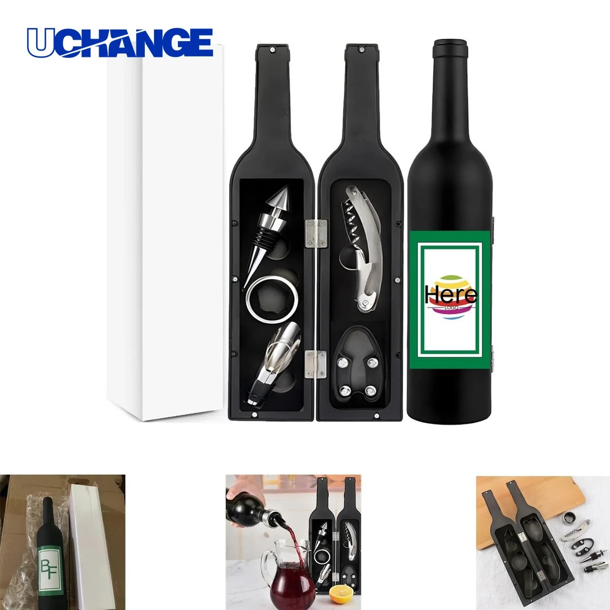 Wine Tool Set in Bottle Shape Case (5 Piece) 1