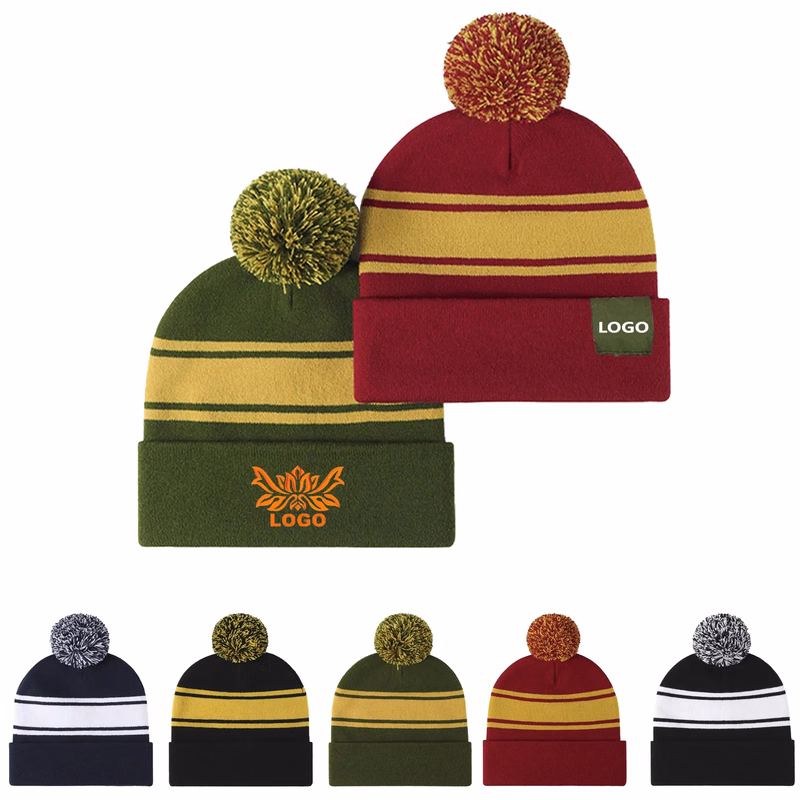 Pom Jacquard Knitted Hat