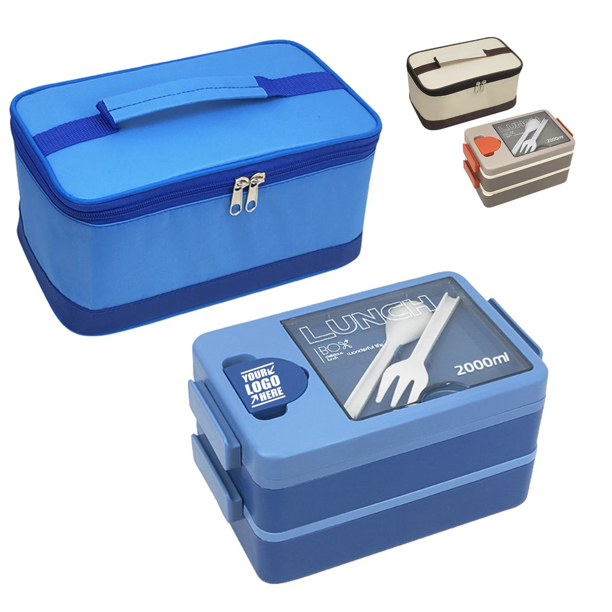 2-Layer Lunch Box With Sauce Box Matching Lunch Bag 1