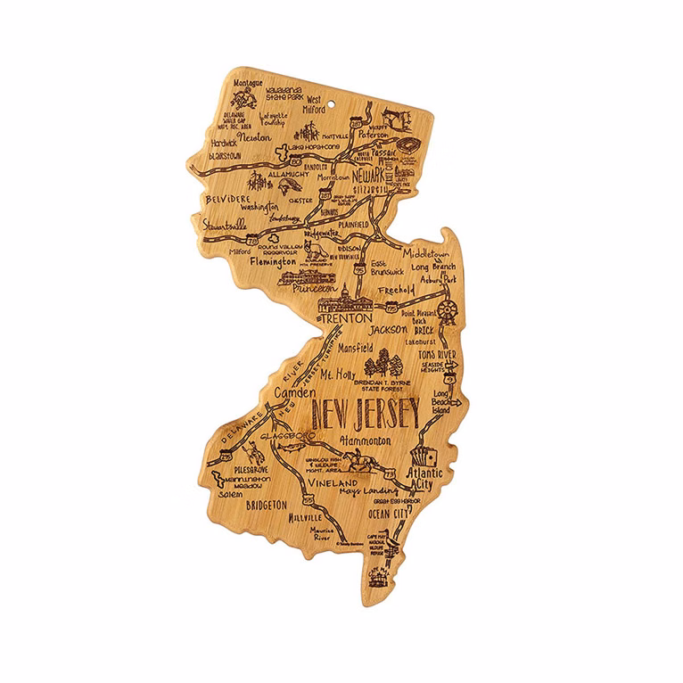 New Jersey State Shape Bamboo Cutting Board