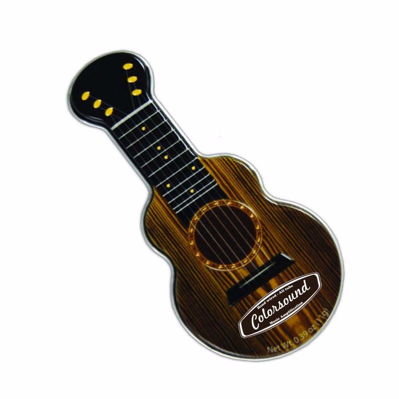 Dark Woodgrain Acoustic Guitar Shaped Mint Tin