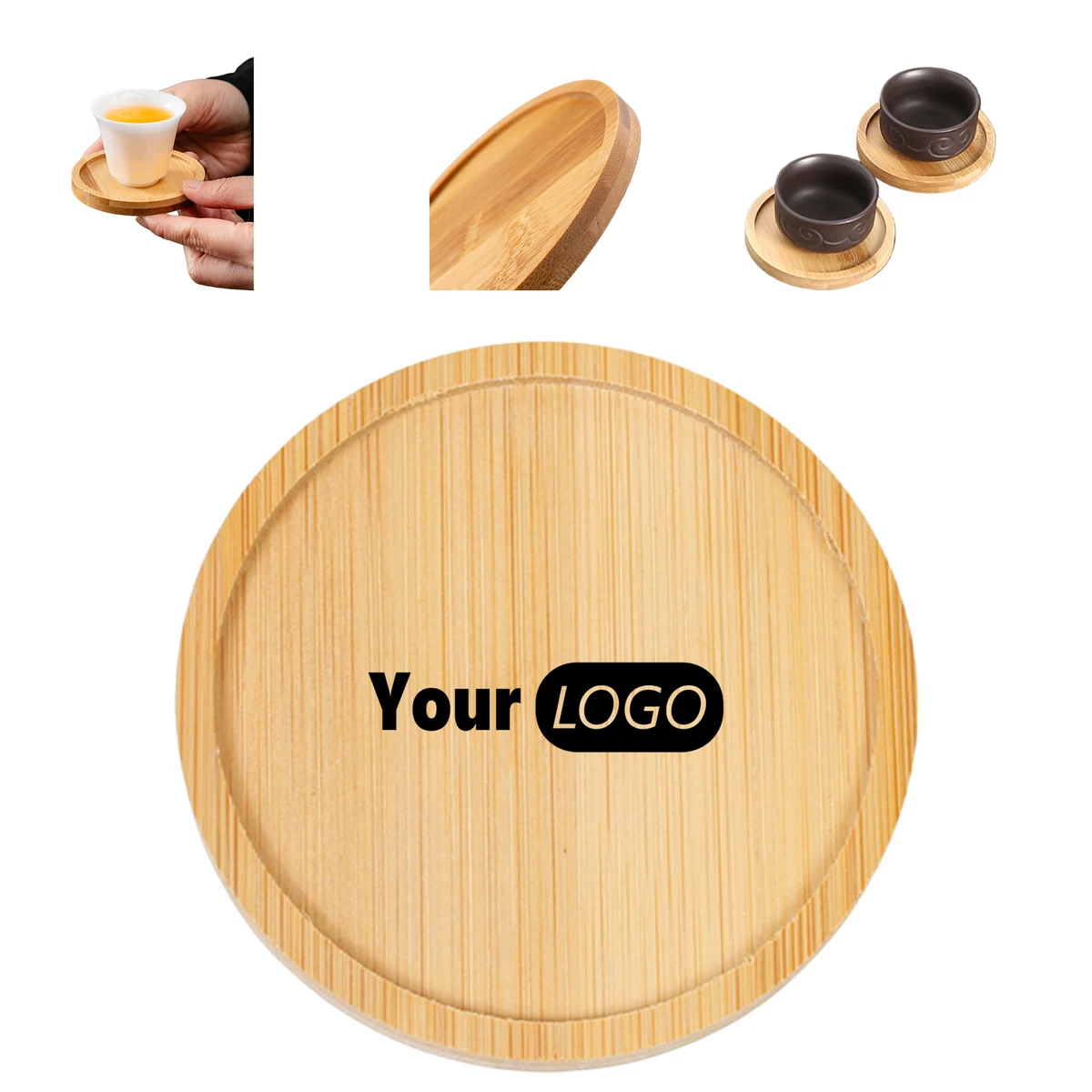 Natural Bamboo Coaster Set, custom kitchen gadget with logo imprint 1