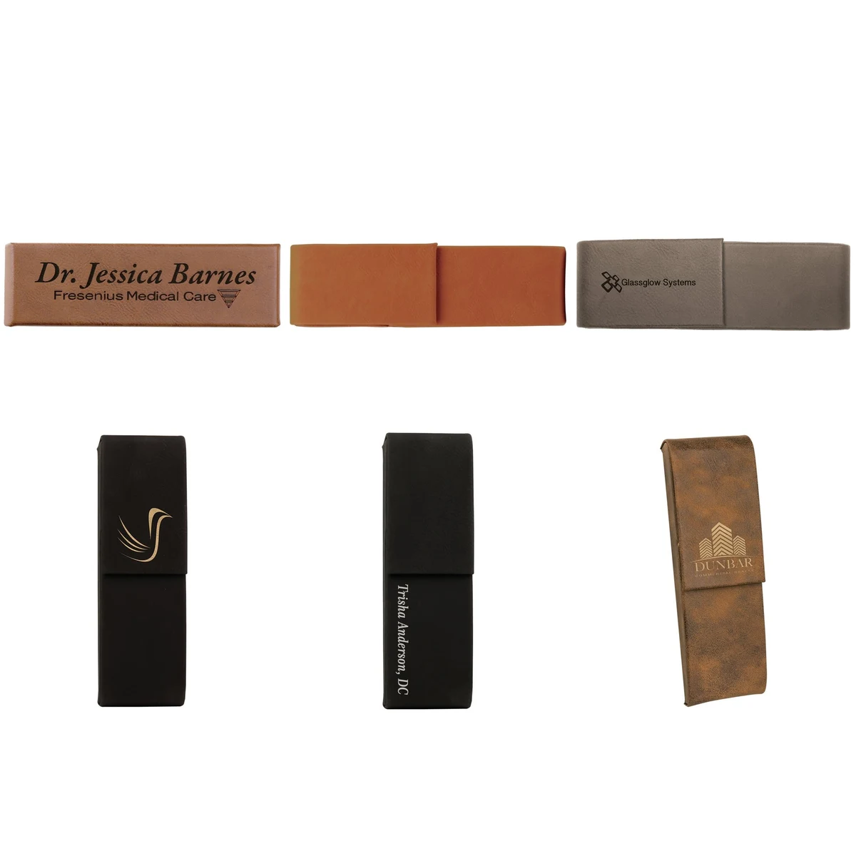 6 1/2" x 2" Leatherette Double Pen Case 1