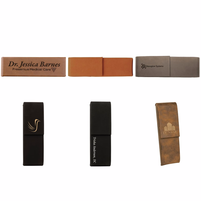 6 1/2" x 2" Leatherette Double Pen Case