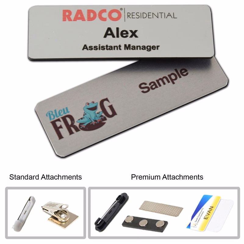 1.25" x 3" Metal Name Badge - Digital Printed